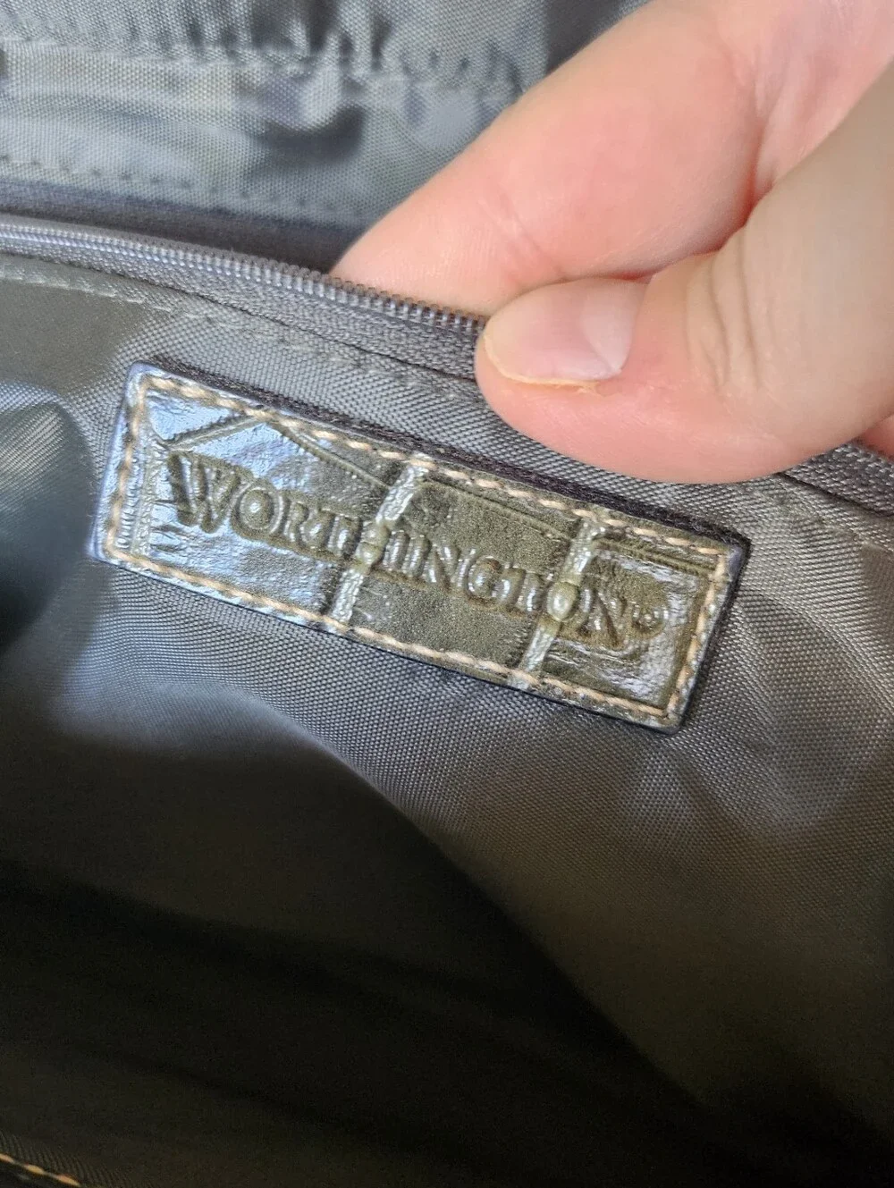 Worthington croc embossed olive green travel laptop bag